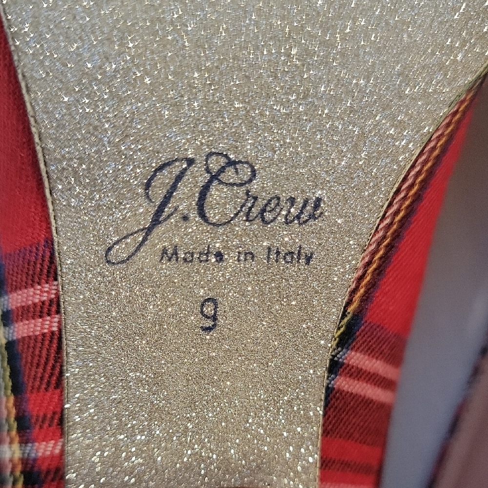 J. Crew Red and Black Stewart Tartan Plaid Heels - Picture 7 of 8